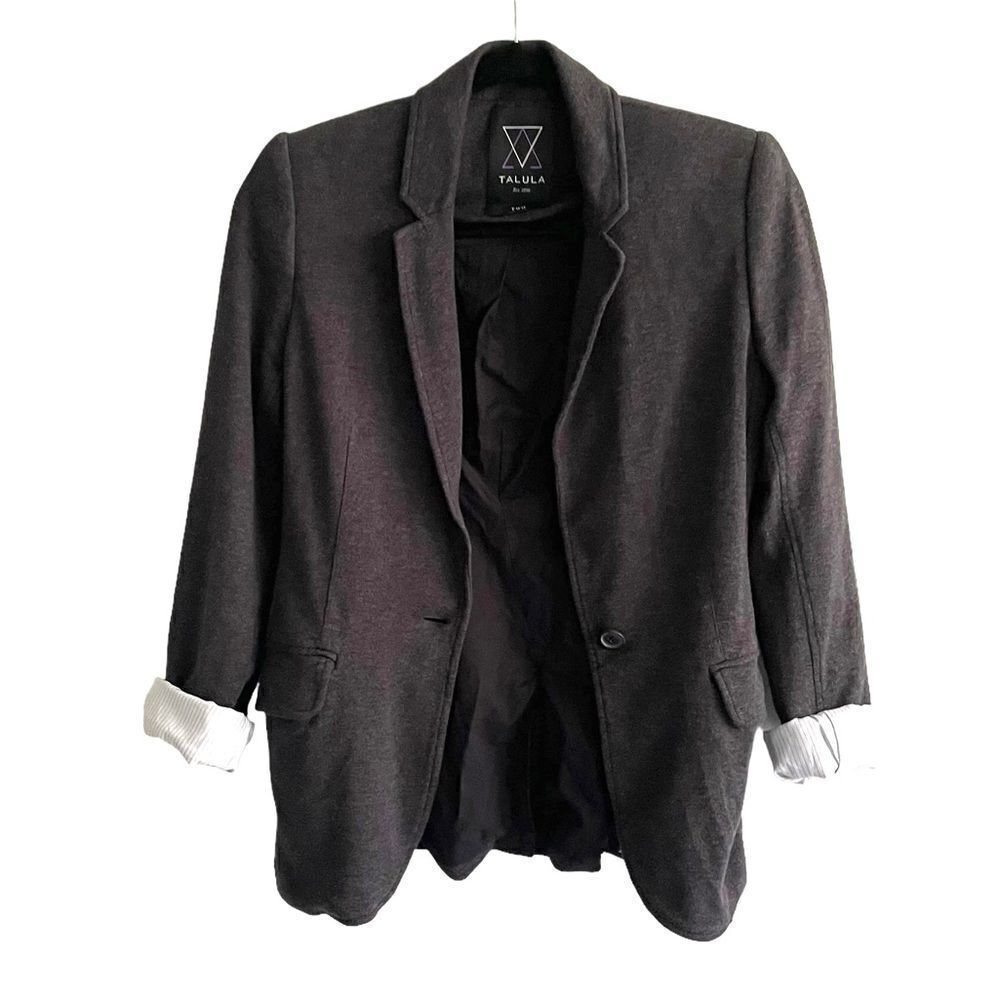 ARITZIA Talula Charcoal Grey Cotton Modal Jersey Blazer Size 2